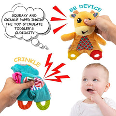 teytoy deer crinkle-teether toy calms teething discomfort and entertains.