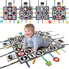teytoy tummy time floor mirror front view showing high-contrast patterns for visual engagement