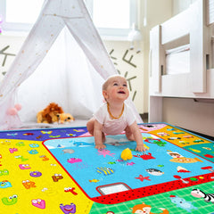 Teytoy Tummy Time Mat use scenario image shows baby practicing lifts and reach.