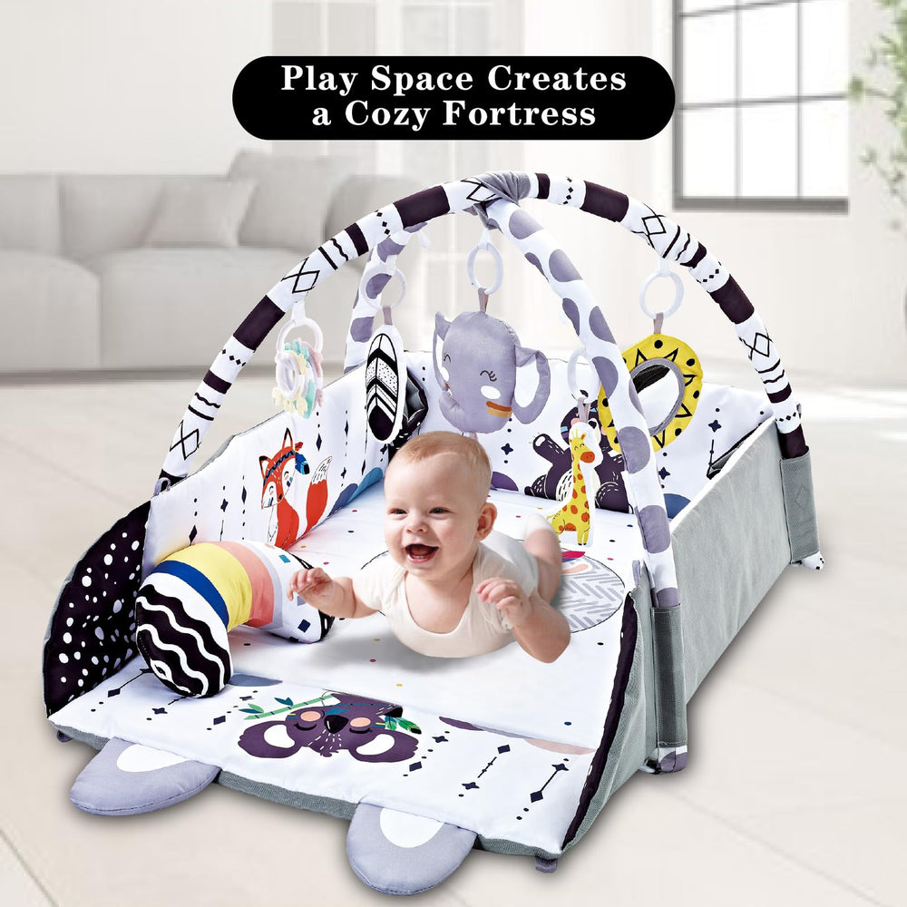 TFDER Baby Gym Play Mat large 39.4x43.3x21 inches offers expansive tummy time and activity area.
