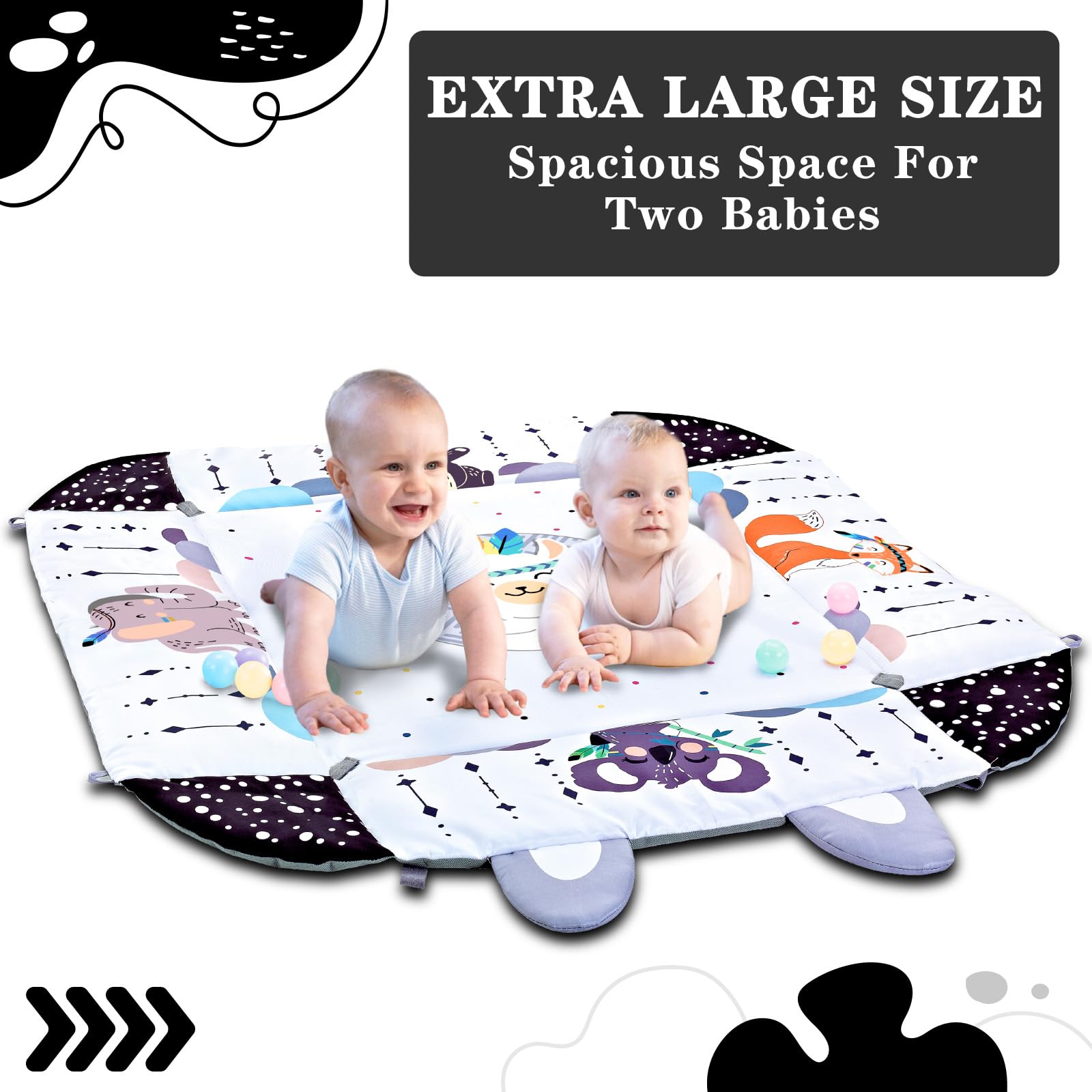TFDER Baby Gym Play Mat safe teethers provide teething relief within a soft learning space.