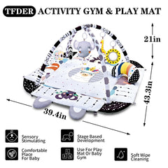 TFDER Baby Gym Play Mat self-discovery mirror supports visual tracking and early curiosity.