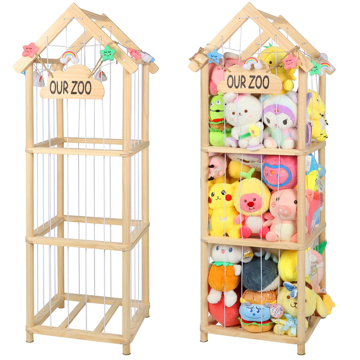 TGS 53-inch stuffed animal storage tower side view for easy toy access.