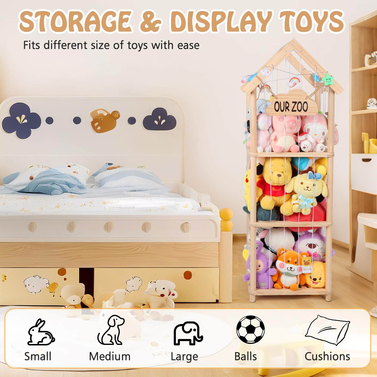 TGS elastic cords kids access enable easy plush retrieval.