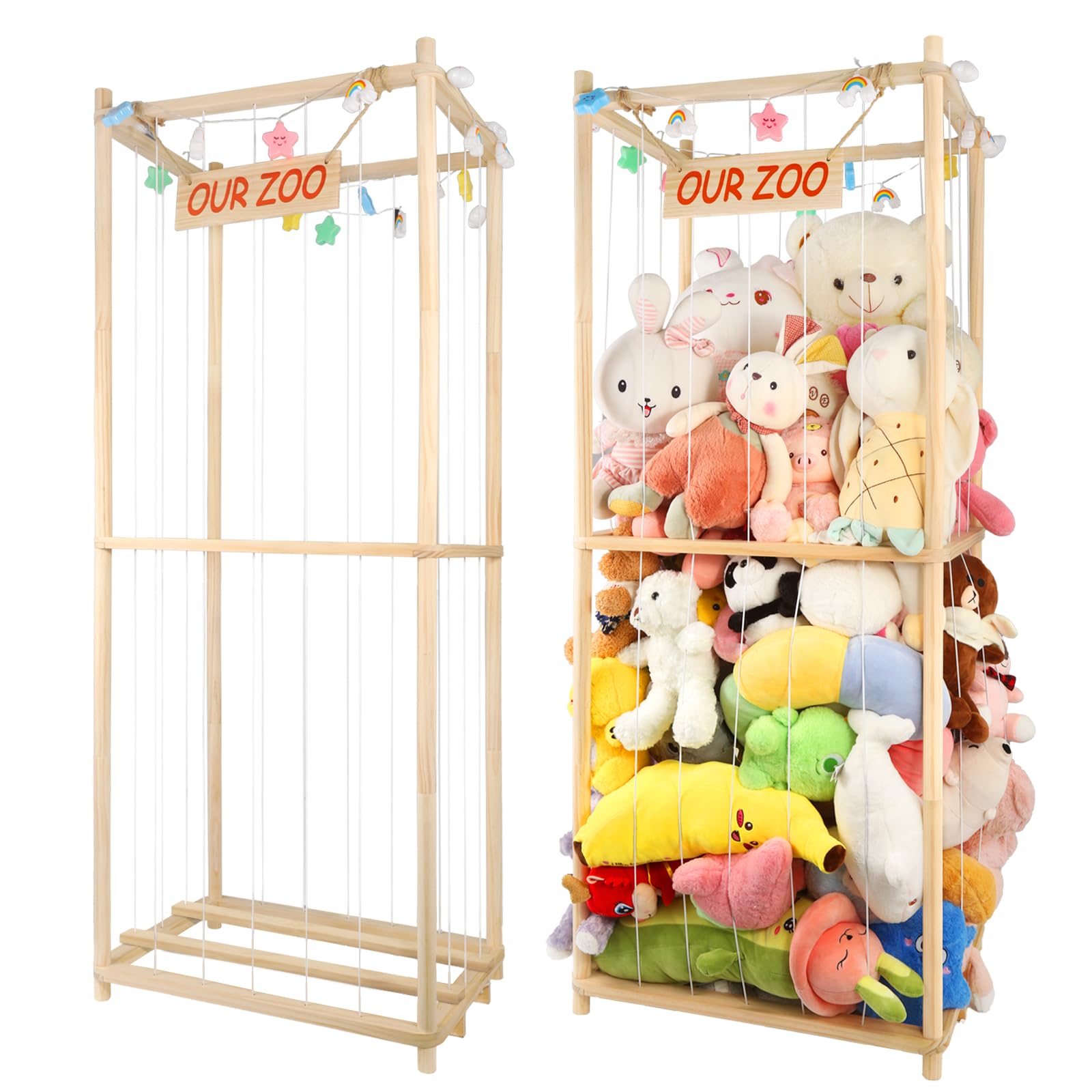 TGS Extra Large Stuffed Animal Storage wooden zoo full unit tidy toy clutter in playroom