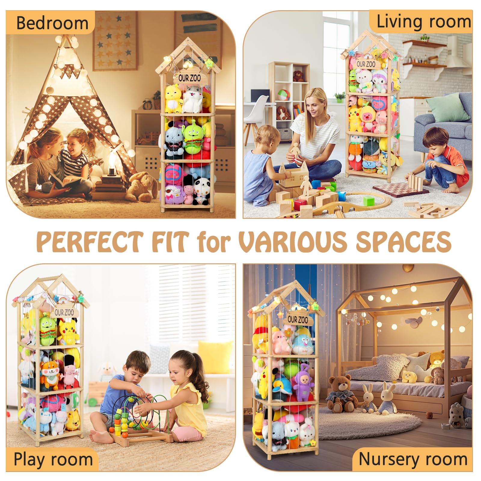 TGS stuffed-animal organizer tower assembly highlights straightforward setup and stability.