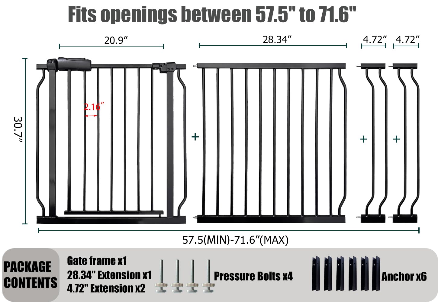 Thasamm 30-inch tall metal gate provides sturdy containment for kids and pets