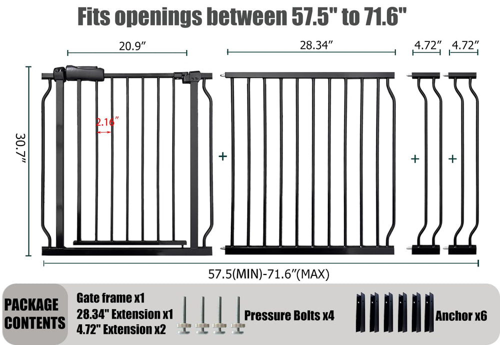 Thasamm 30-inch tall metal gate provides sturdy containment for kids and pets