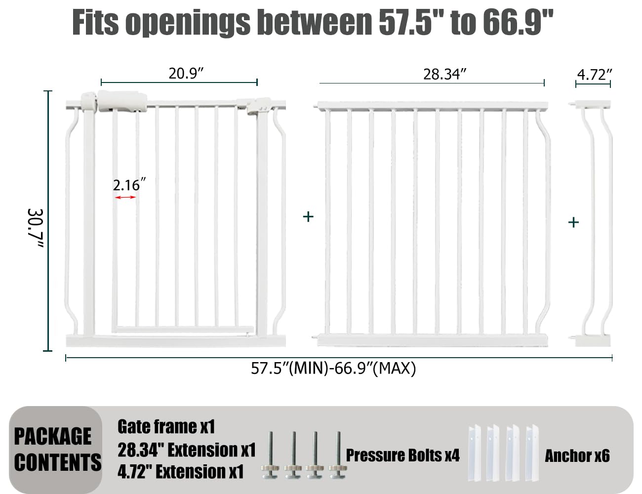 Thasamm 30-inch tension-mounted gate shown in a doorway for secure perimeters.
