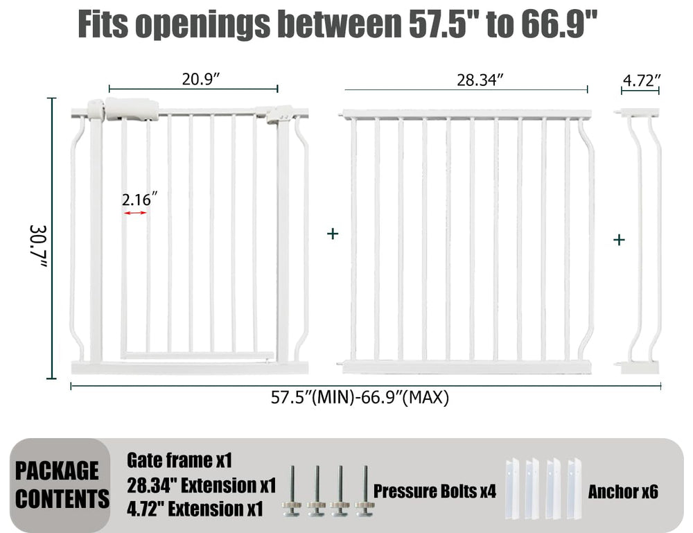 Thasamm 30-inch tension-mounted gate shown in a doorway for secure perimeters.