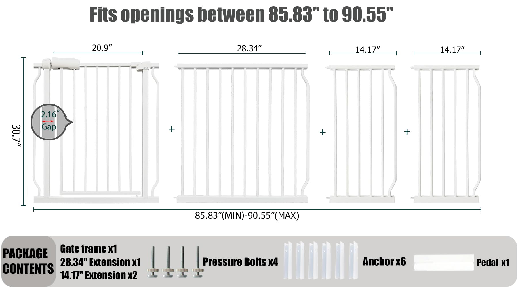Thasamm baby gate with 20.9 inch swing door enables one-handed navigation while carrying a child.