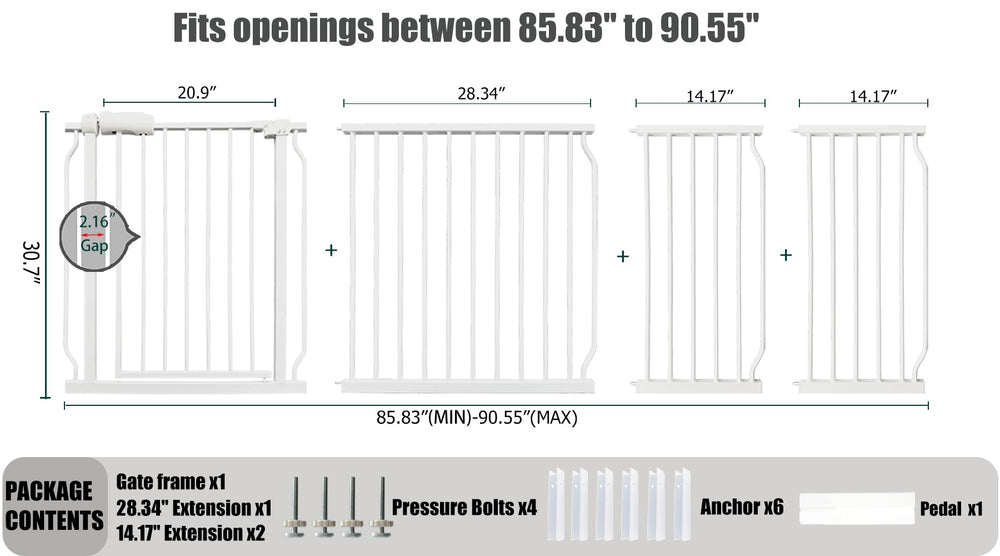 Thasamm baby gate with 20.9 inch swing door enables one-handed navigation while carrying a child.