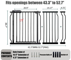 Thasamm baby gate swing door in use for easy hands-free passage.