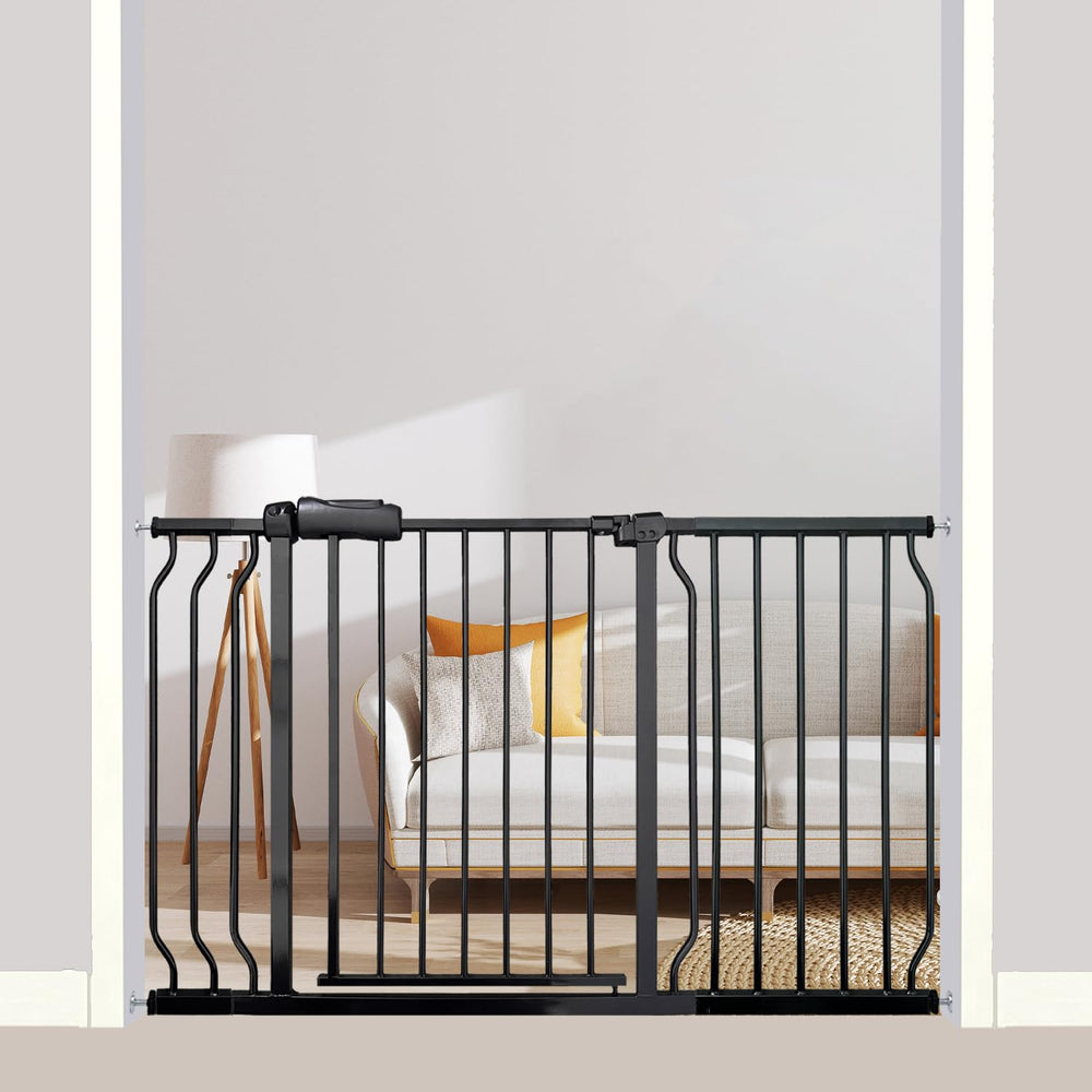 Thasamm extra wide baby gate extended to fit wide openings for versatile safety.