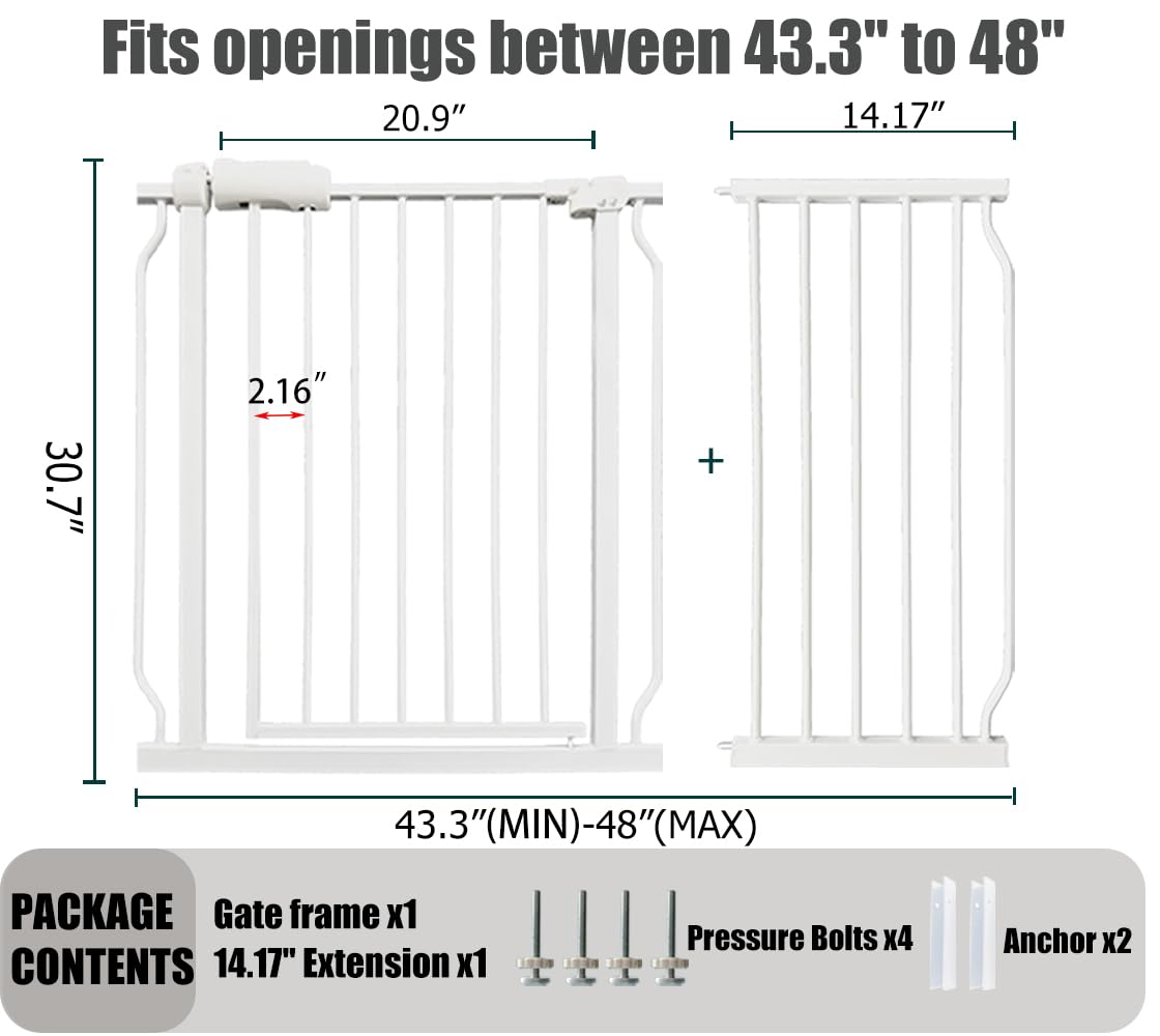 Thasamm extra wide gate in doorway enables easy walk-through with a baby in arms.