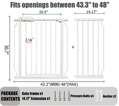Thasamm extra wide gate in doorway enables easy walk-through with a baby in arms.