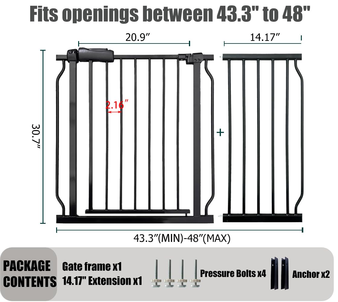 Thasamm extra-wide gate double-lock close demonstrates secure one-handed operation for caregivers