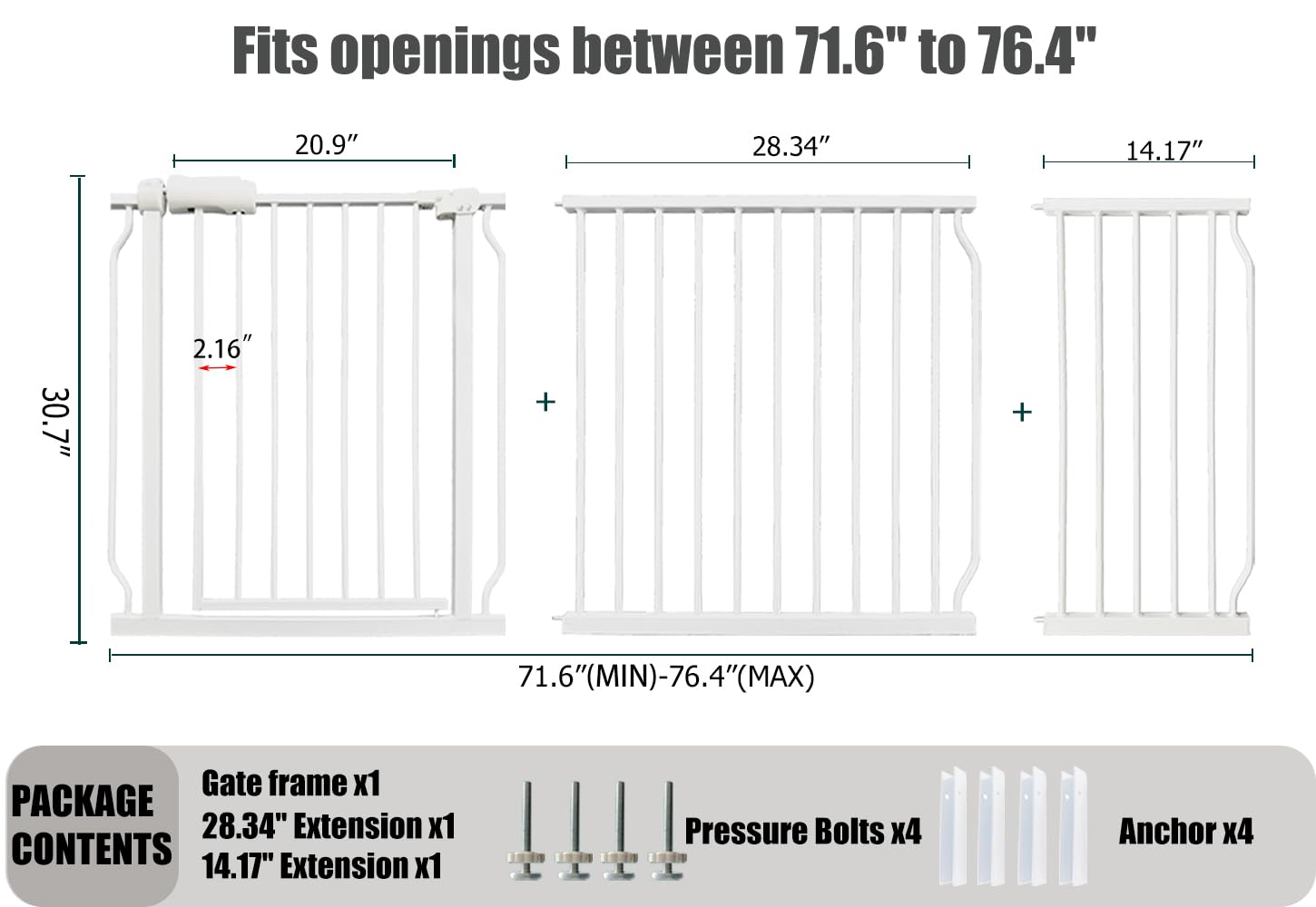 Thasamm extra-wide gate with durable metal construction for lasting safety