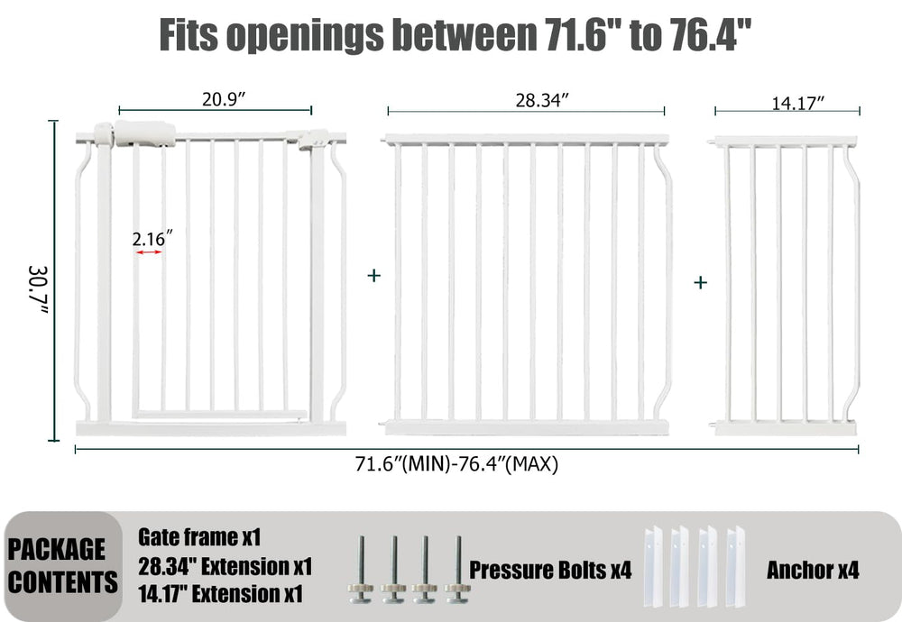 Thasamm extra-wide gate with durable metal construction for lasting safety