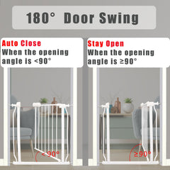 Thasamm extra wide gate with extensions showing expanded width for larger spaces.
