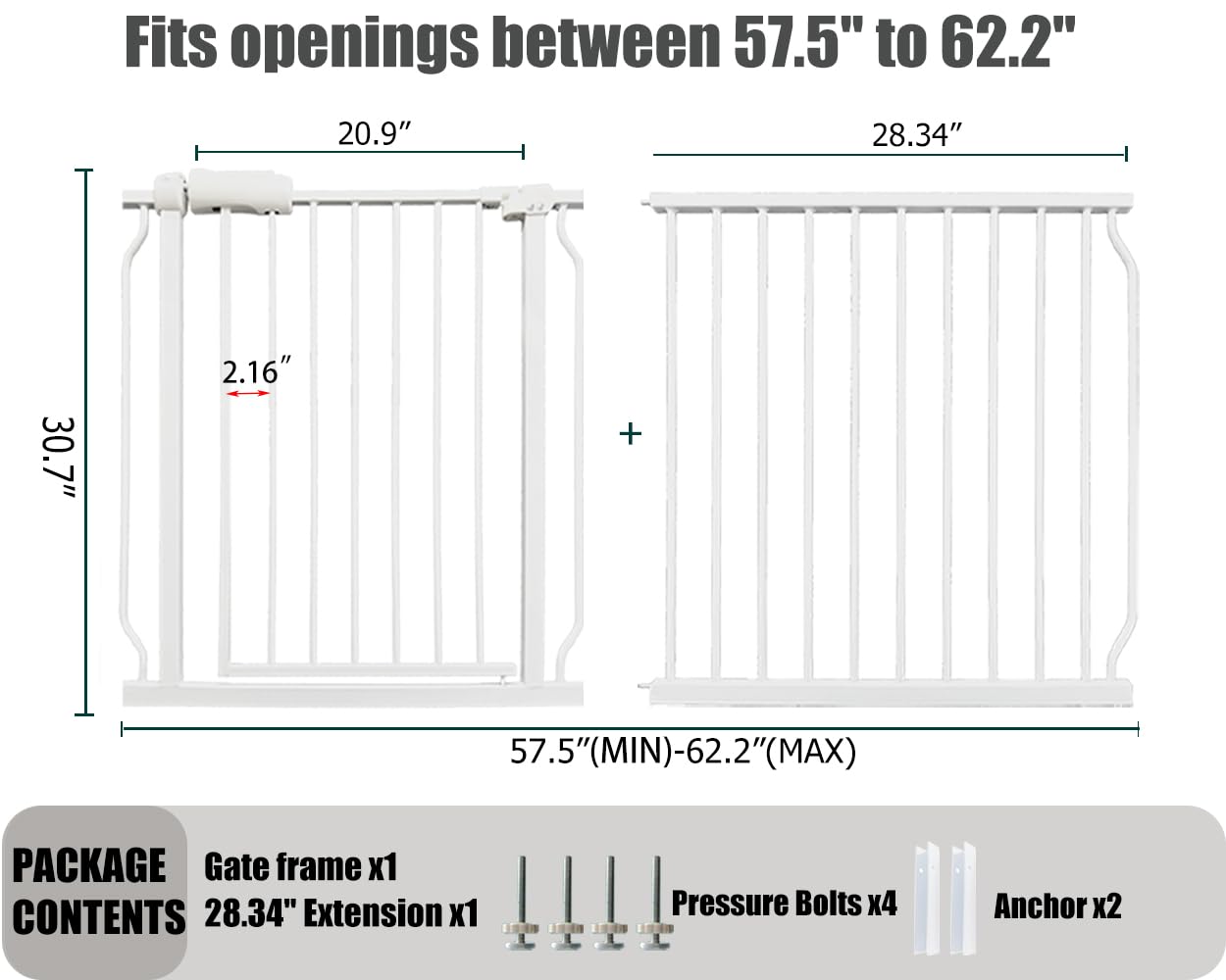 Thasamm extra wide gate walk-through door design enables easy one-handed passage
