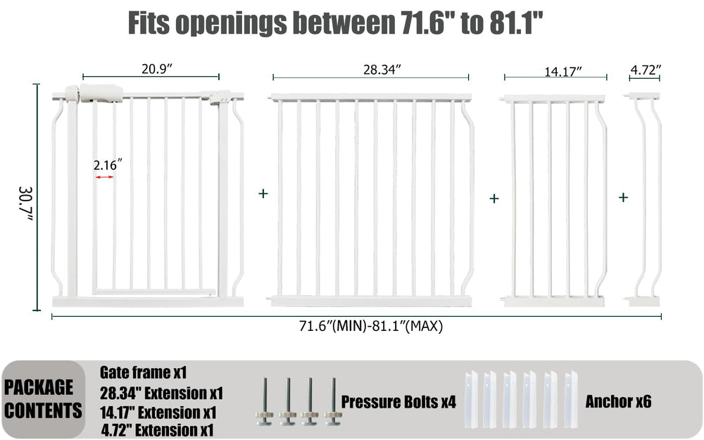 Thasamm 30-inch tall gate with sturdy metal construction for versatile doorways.