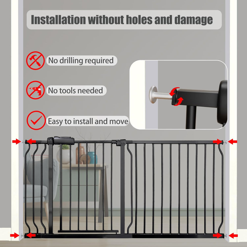 Thasamm heavy-duty gate pressure-mounted installation requires no tools.