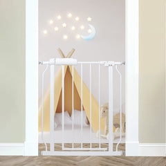 Thasamm narrow baby gate shows 24-29 inch width for stairs and doorways
