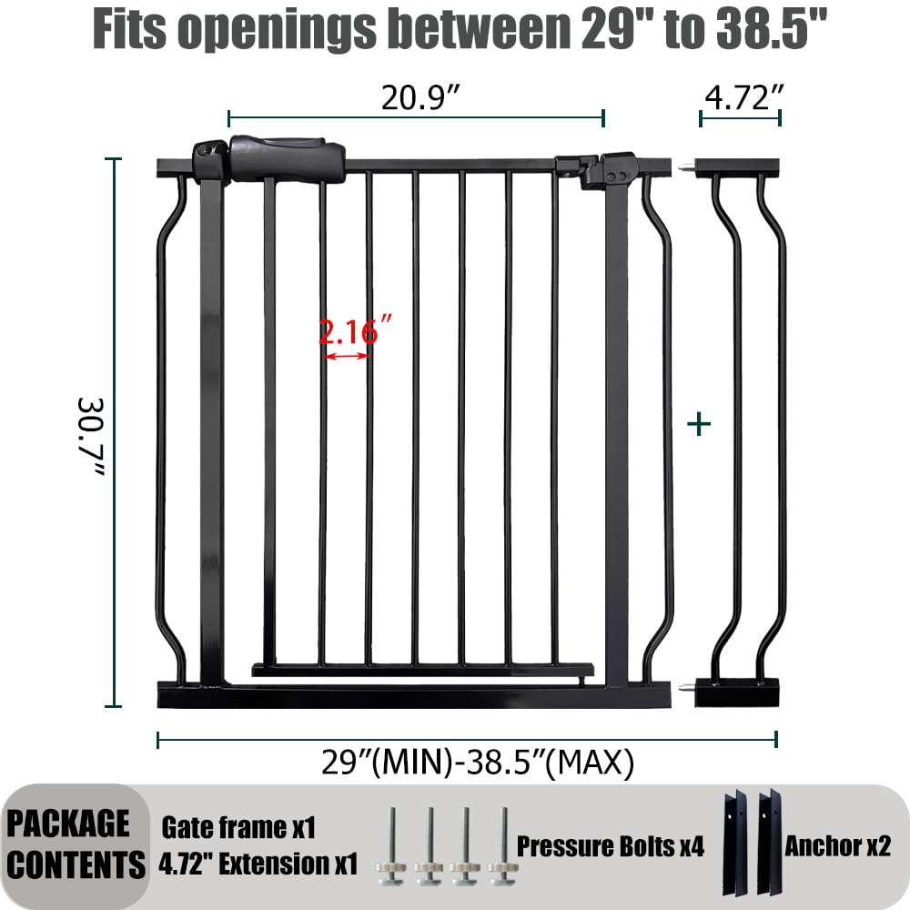 Thasamm gate with swing door opens wide for easy passages.