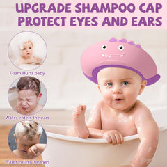 Thcbme baby shower cap shield pink dinosaur close-up adjustable button for fit