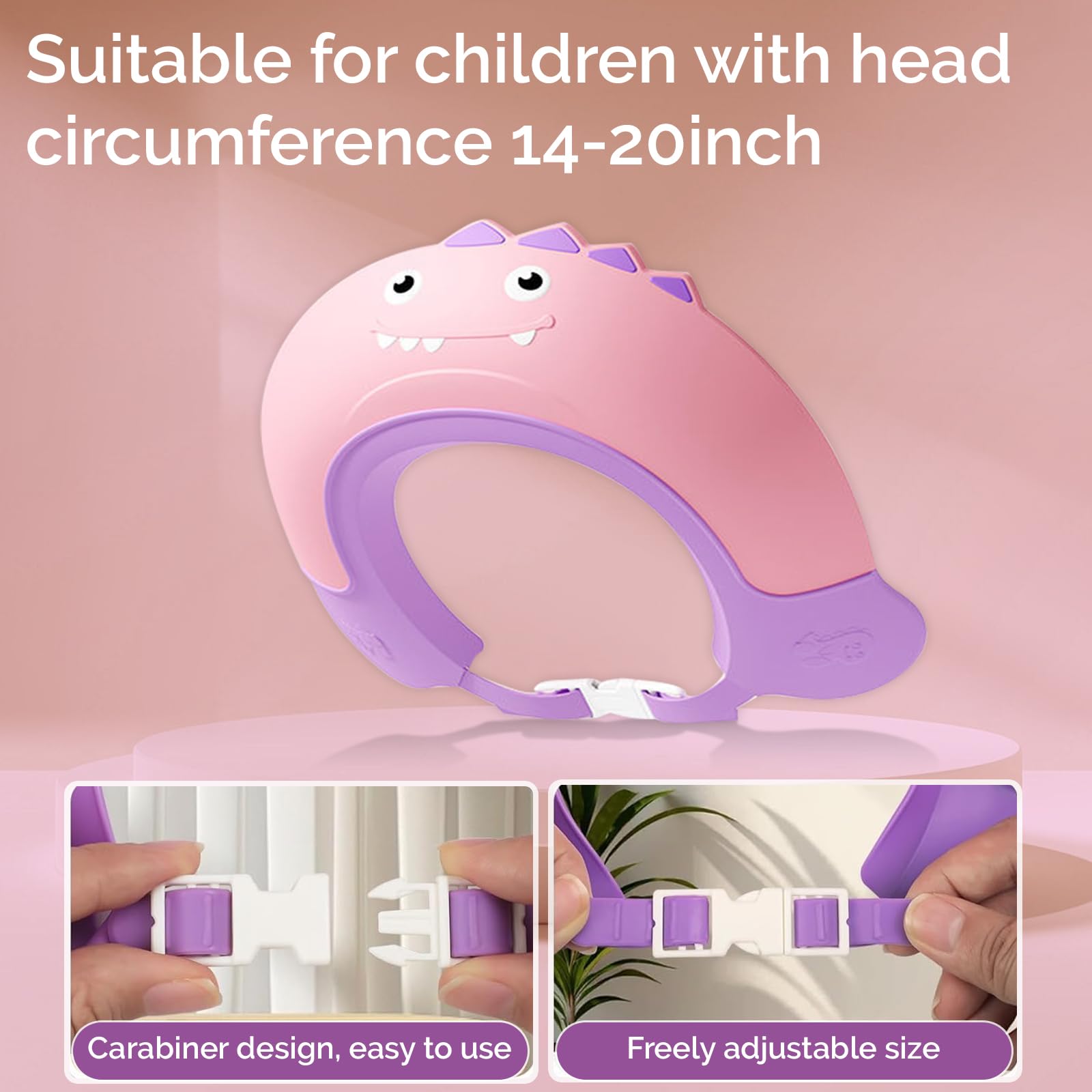 Thcbme baby shower cap shield pink dinosaur quick-wear tips