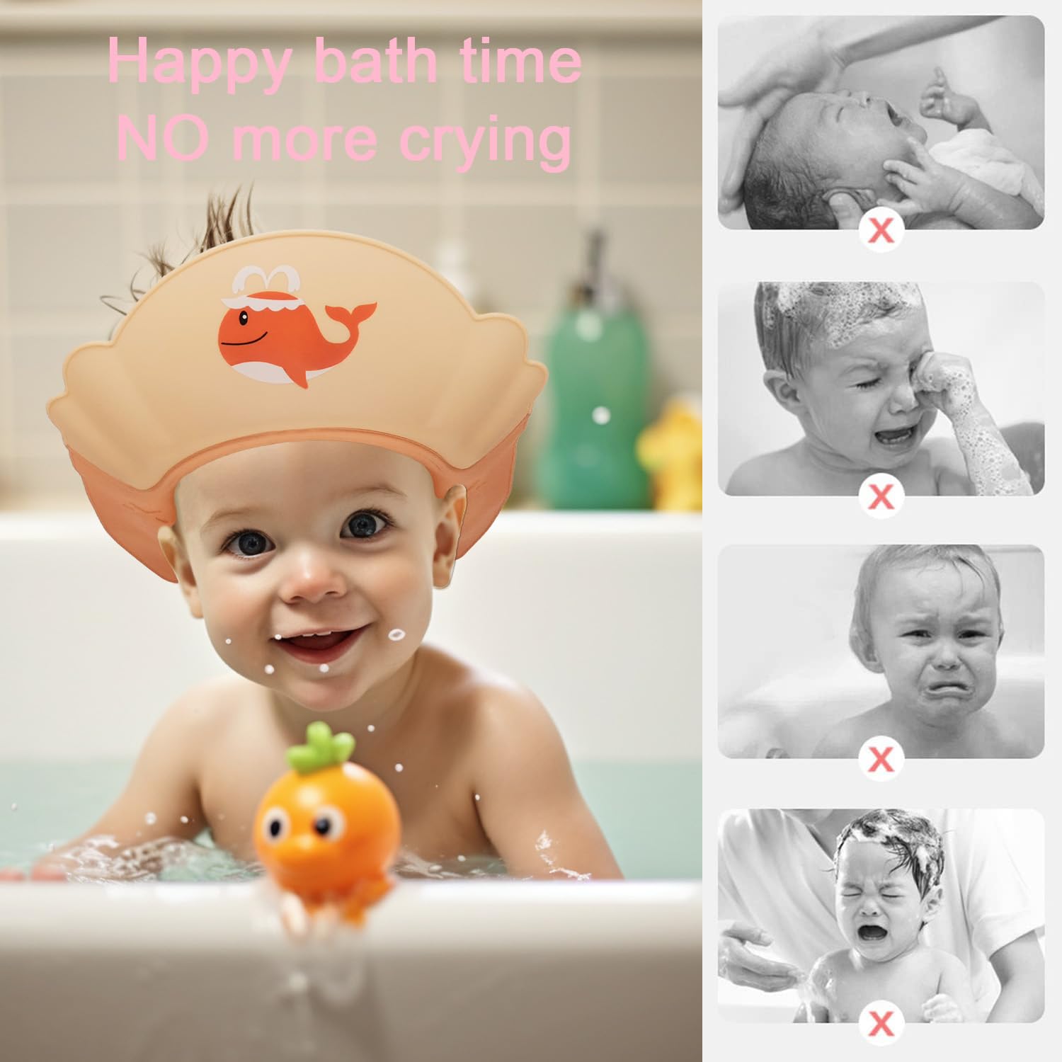 Thcbme soft material shower cap, showcasing skin-friendly PP and TPE silicone texture.