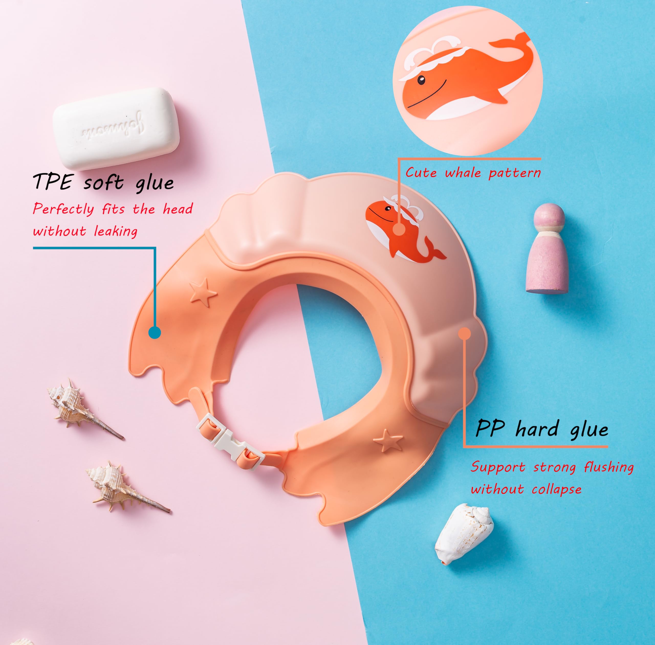 Thcbme visor hat for ear protection during bath, shampoo rinsing, and splash reduction.