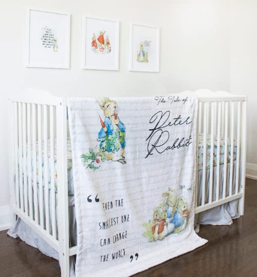 The BookTales Peter Rabbit blanket soft-minky fabric feels ultra-plush against skin.