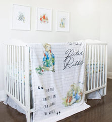 The BookTales Peter Rabbit blanket soft-minky fabric feels ultra-plush against skin.
