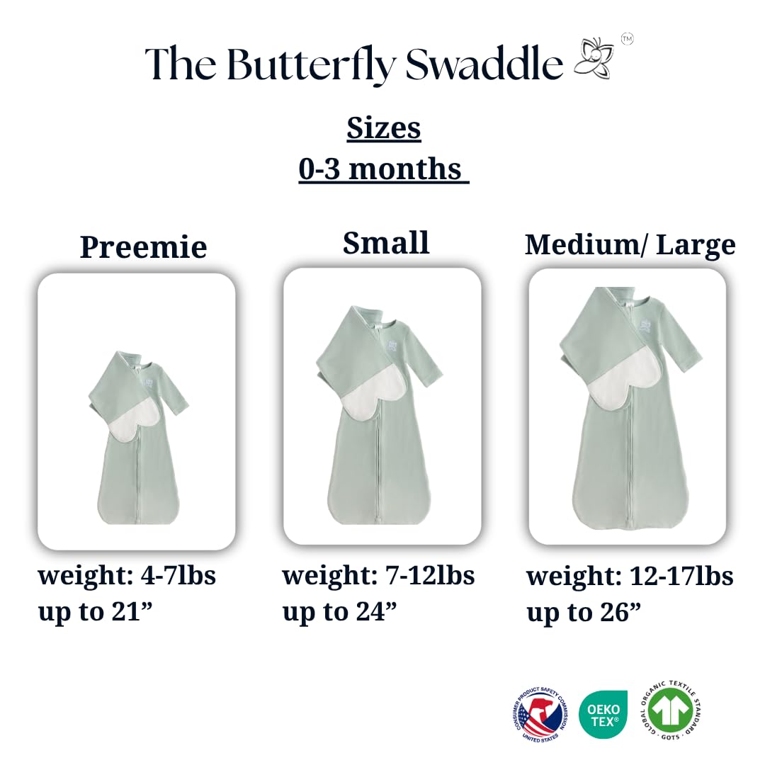The Butterfly Swaddle Sage fabric detail showing bamboo rayon and organic cotton blend