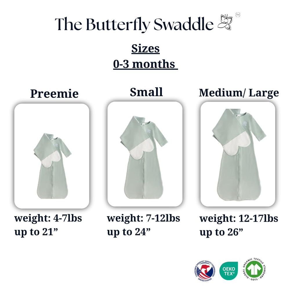 The Butterfly Swaddle Sage fabric detail showing bamboo rayon and organic cotton blend