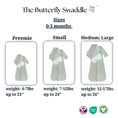 The Butterfly Swaddle Sage fabric detail showing bamboo rayon and organic cotton blend