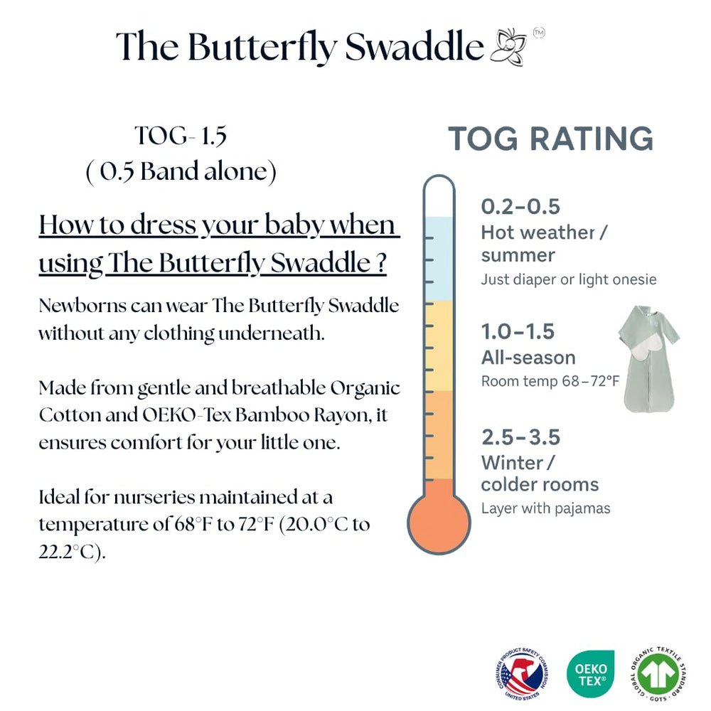 The Butterfly Swaddle Sage four-way stretch closeup for comfy fit