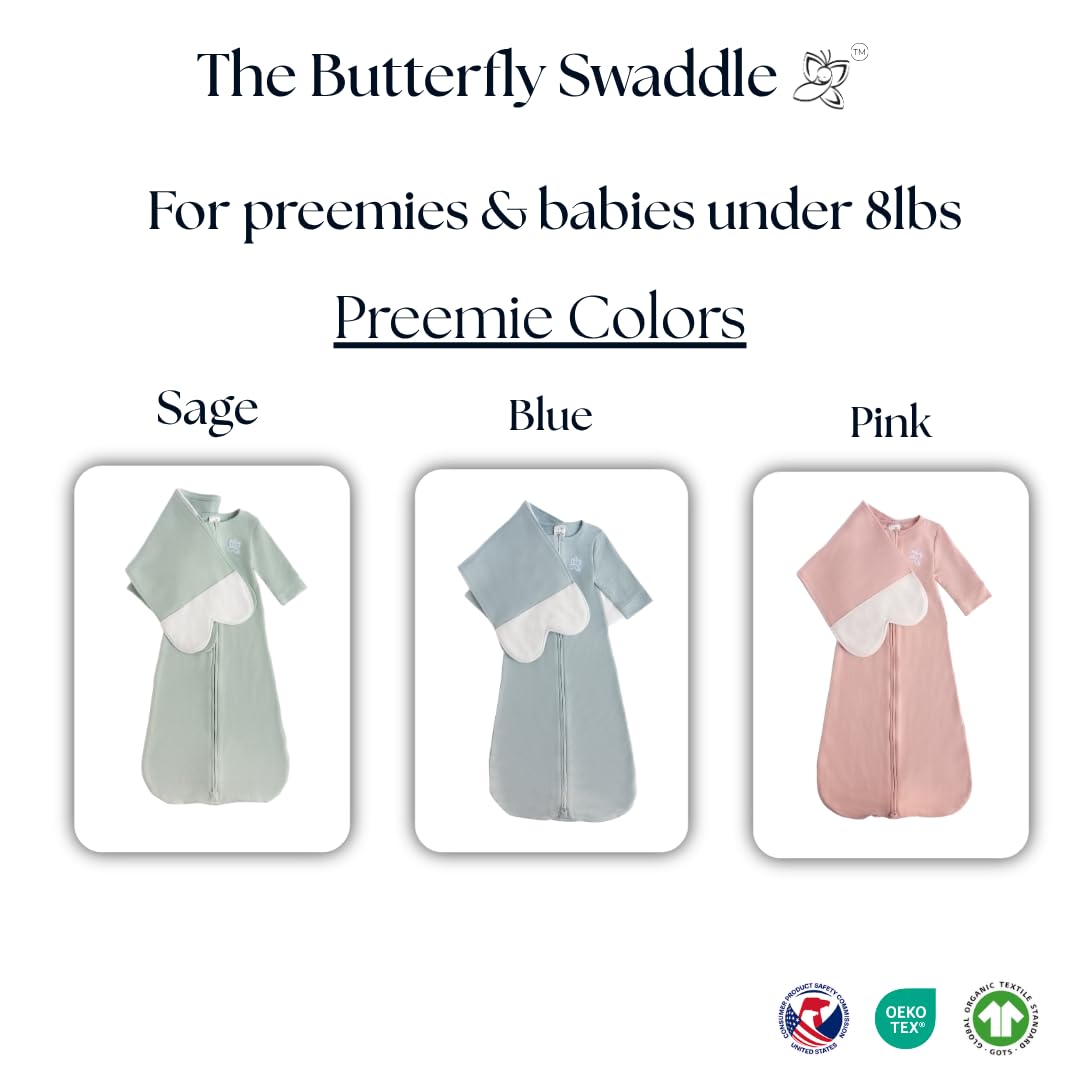 The Butterfly Swaddle Sage whisper quiet hook and loop closure