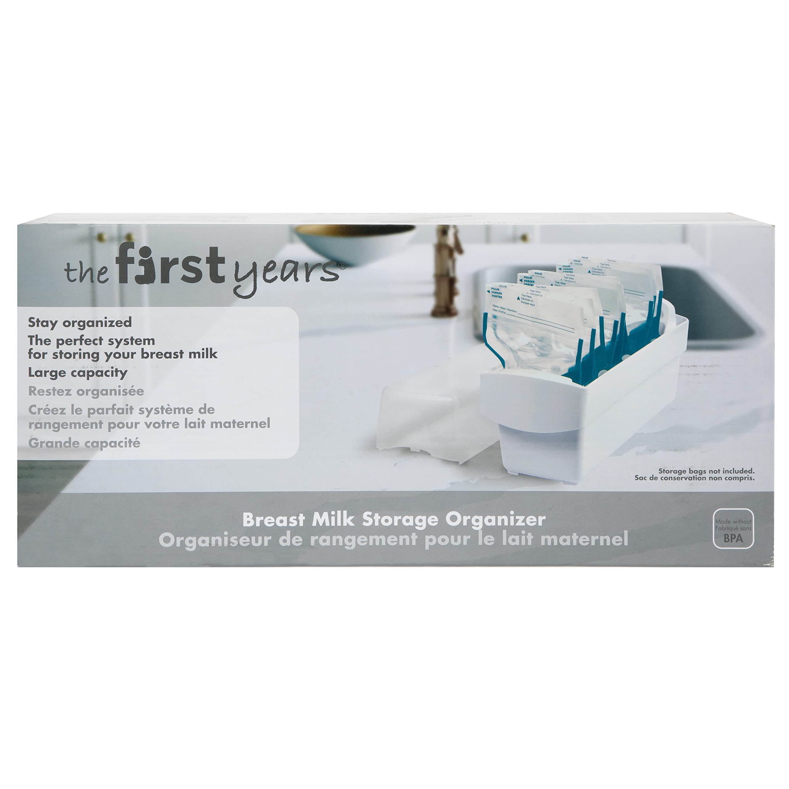 The First Years Breastflow Freezer Organizer flat-freeze layout for even cooling.