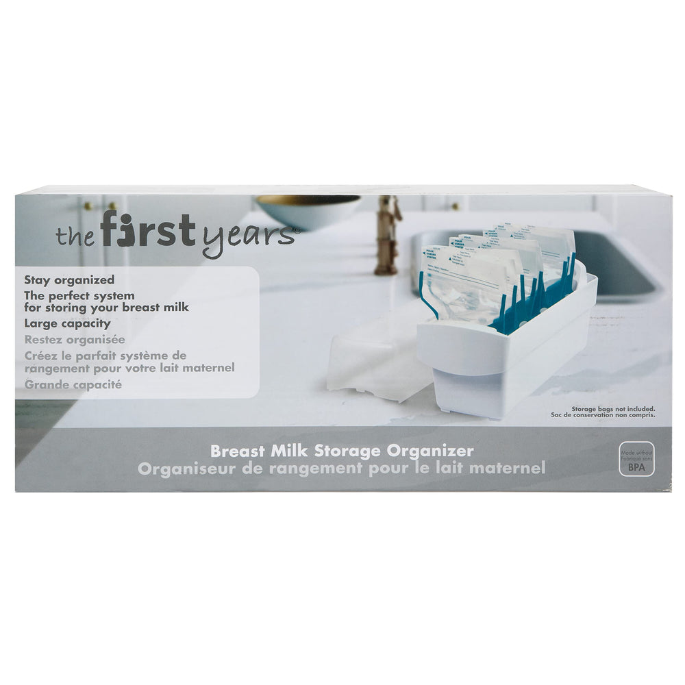 The First Years Breastflow Freezer Organizer flat-freeze layout for even cooling.