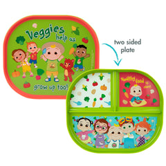 The First Years cocomelon dinner plates side 2 open plate for larger portions.
