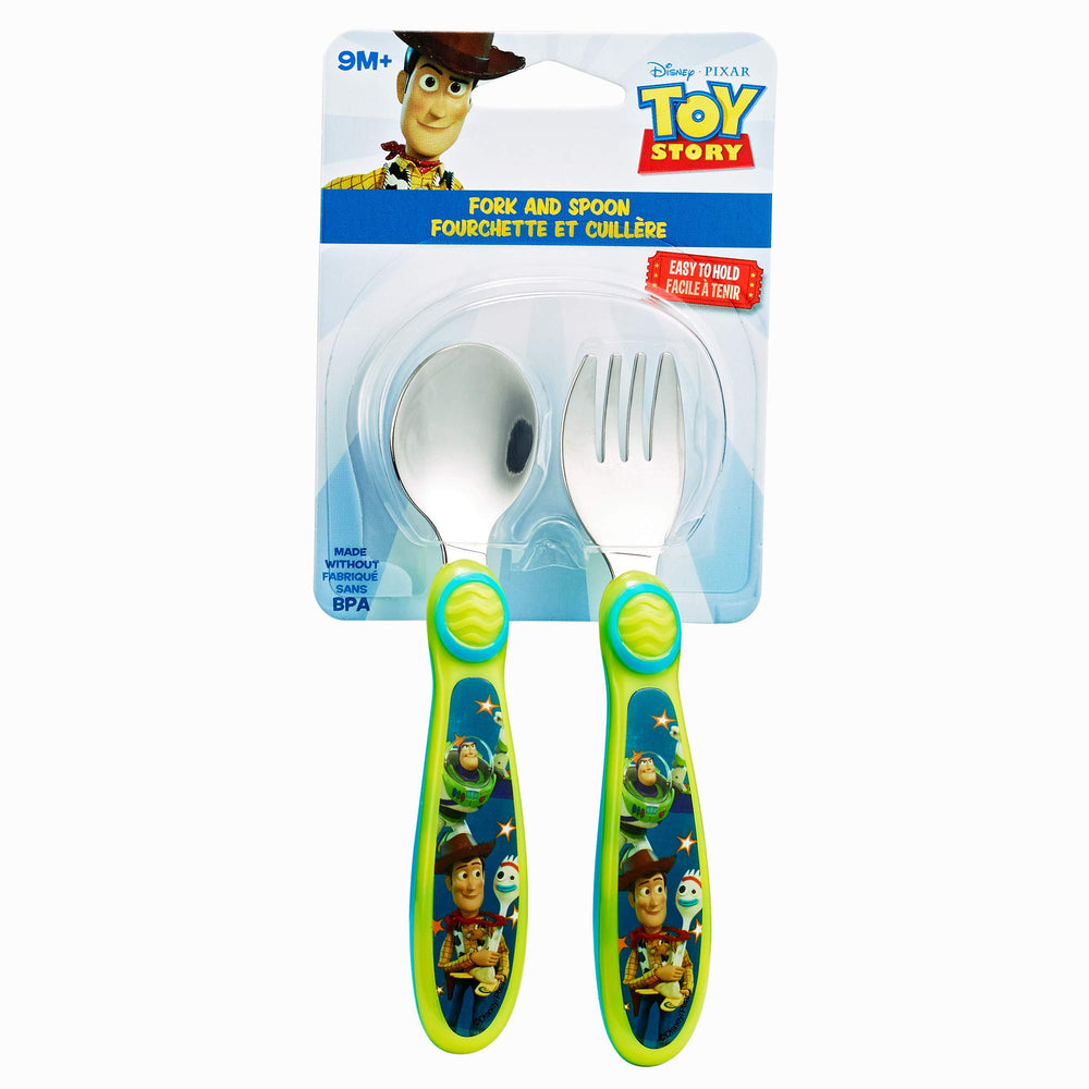 The First Years Toy Story fork-spoon green dishwasher-safe utensil for easy cleanup