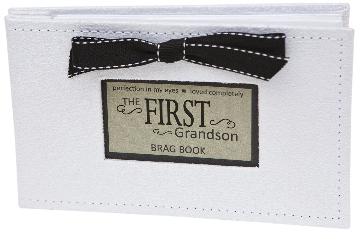 The Grandparent Gift Co. brag book cover in faux suede offers an elegant keepsake for new grandparents.