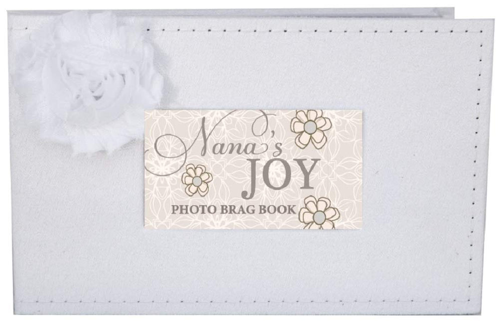 The Grandparent Gift Co. Nana Joy photo album cover with white stitching for cherished memories.