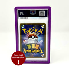The Hobby Lair PSA slab guard on a slab with a clear click for secure placement.