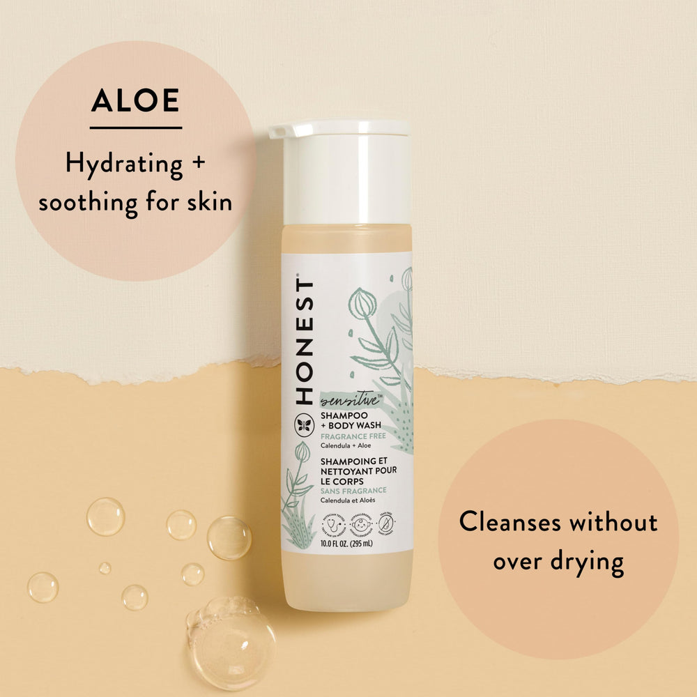 The Honest Company 2-in-1 bottle with gentle lather for daily bath-time use.