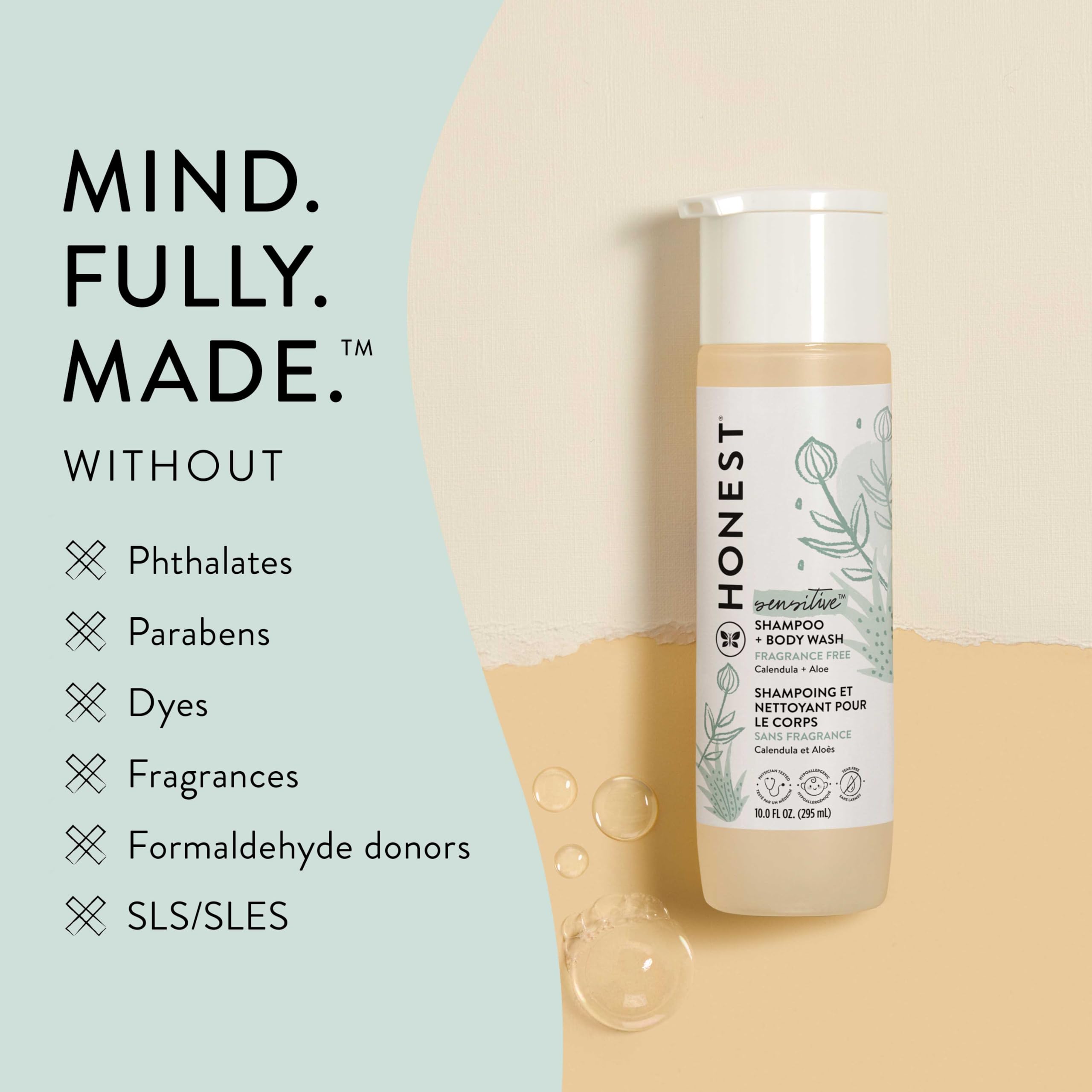 The Honest Company CALM lavender scent enhances calming bath-time rituals.