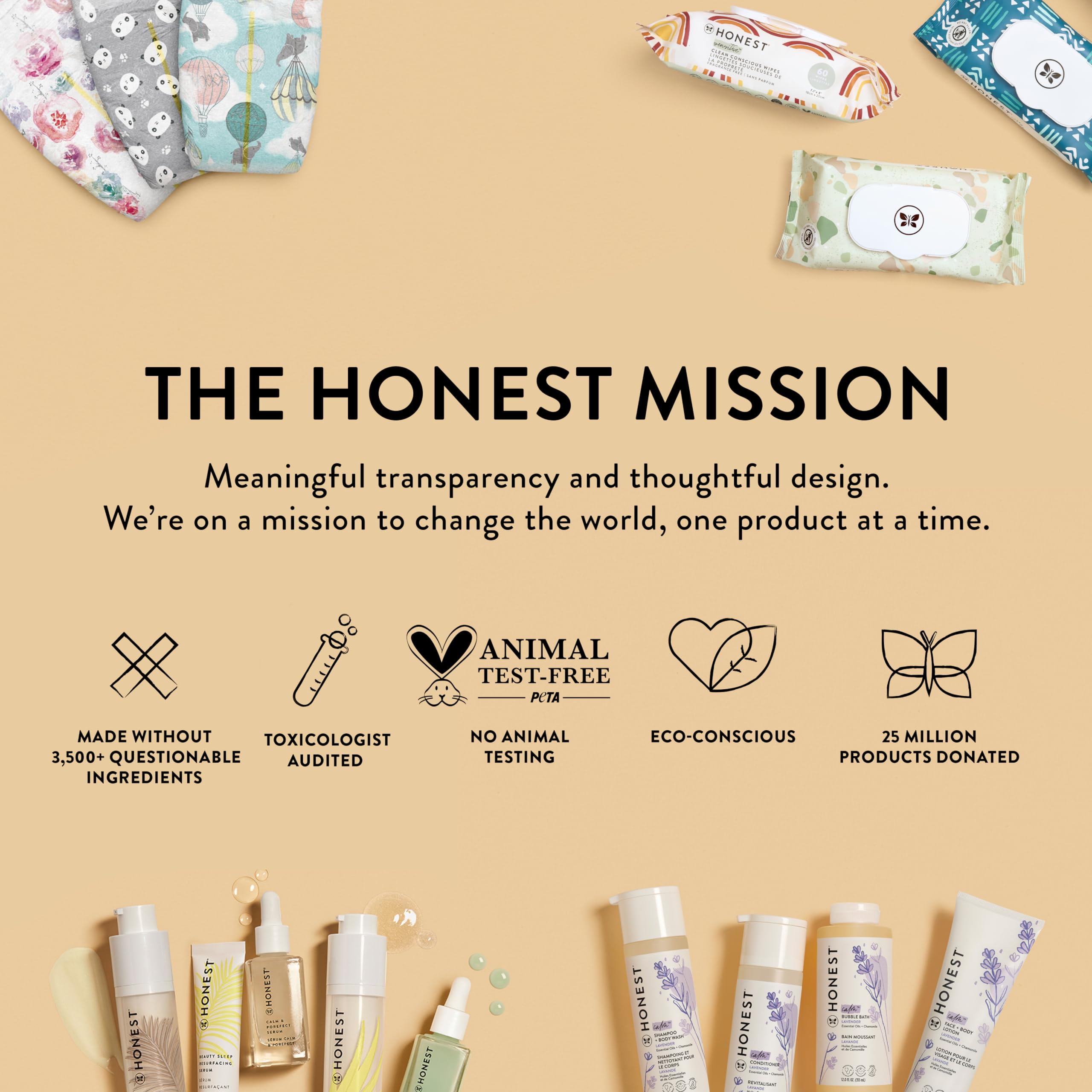 The Honest Company made in USA with safe, naturally derived ingredients.
